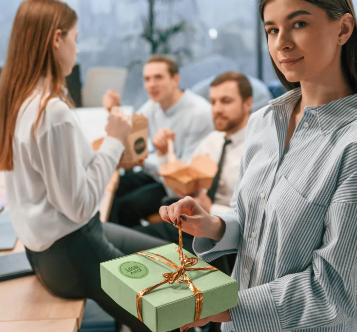 business people exchanging gifts